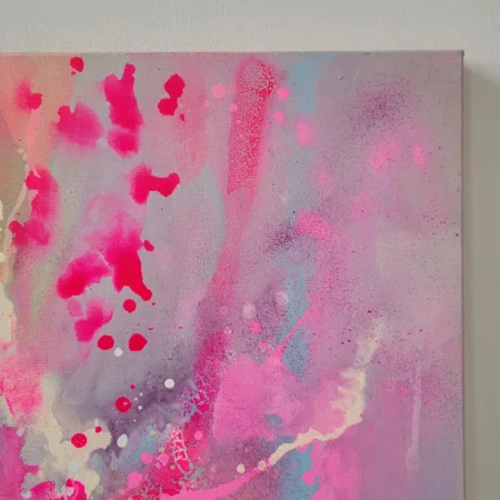 Fluo Pink Abstract Painting on Canvas - 画像 (3)