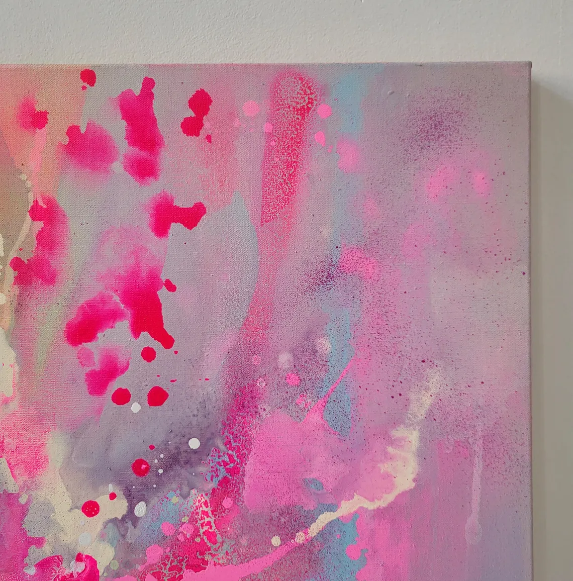 Fluo Pink Abstract Painting on Canvas - 画像 (3)