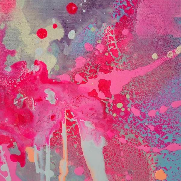 Fluo Pink Abstract Painting on Canvas