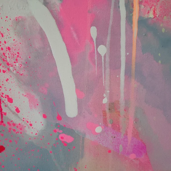Fluo Pink Abstract Painting on Canvas