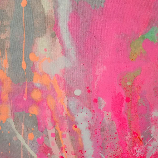 Fluo Pink Abstract Painting on Canvas