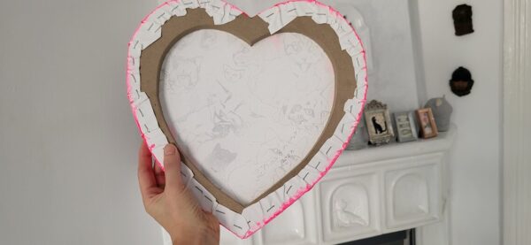 Cats - original painting, heart canvas, fluo pink