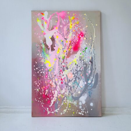 Neon Abstract Painting: Original Handmade Acrylic Canvas Art