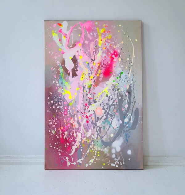 Neon Abstract Painting: Original Handmade Acrylic Canvas Art