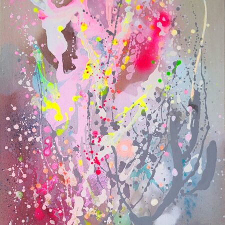 Neon Abstract Painting: Original Handmade Acrylic Canvas Art - 画像 (2)