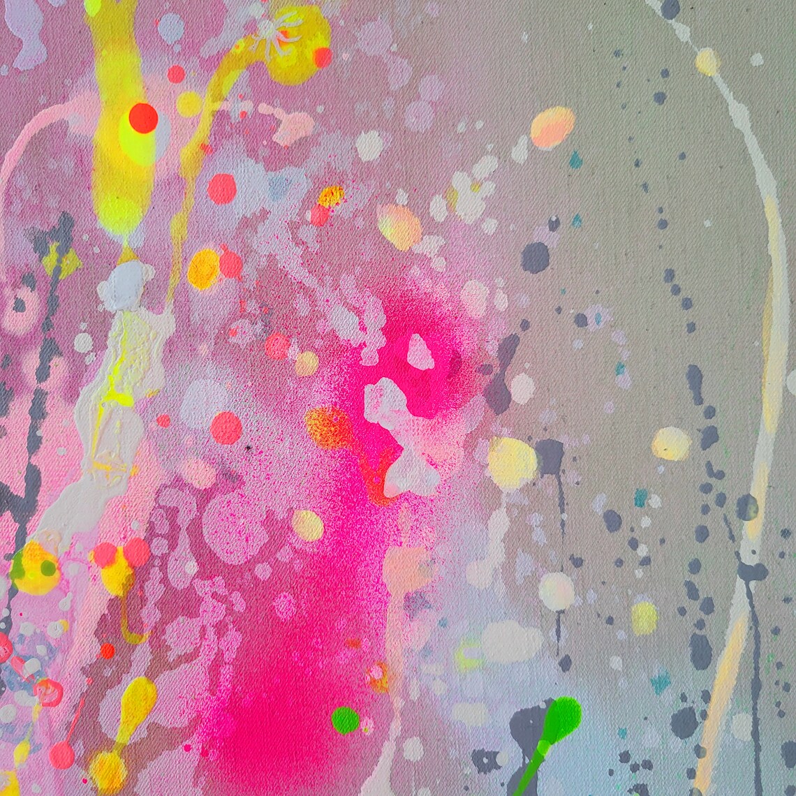 Neon Abstract Painting: Original Handmade Acrylic Canvas Art - 画像 (6)