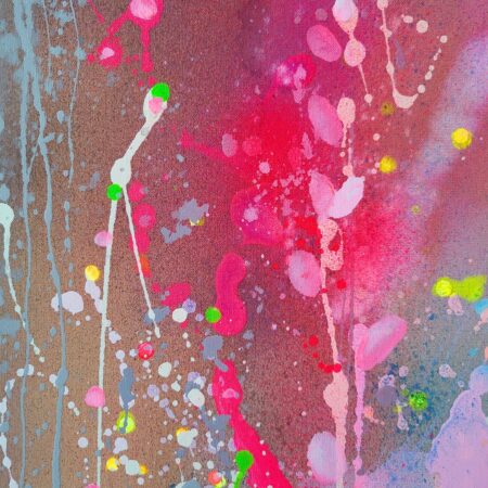 Pastel Abstract Painting on Canvas: Neon Pink, Yellow, Blue - 画像 (9)