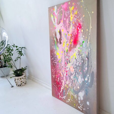 Neon Abstract Painting: Original Handmade Acrylic Canvas Art - 画像 (8)