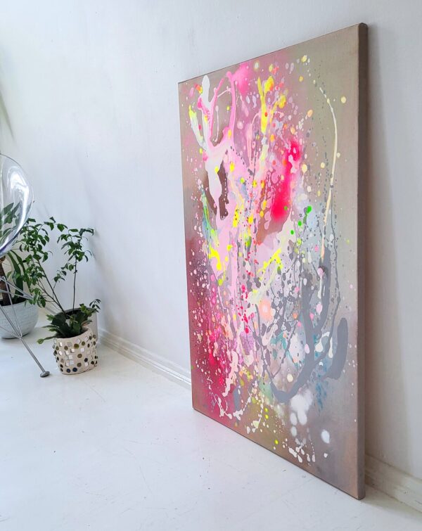 Neon Abstract Painting: Original Handmade Acrylic Canvas Art