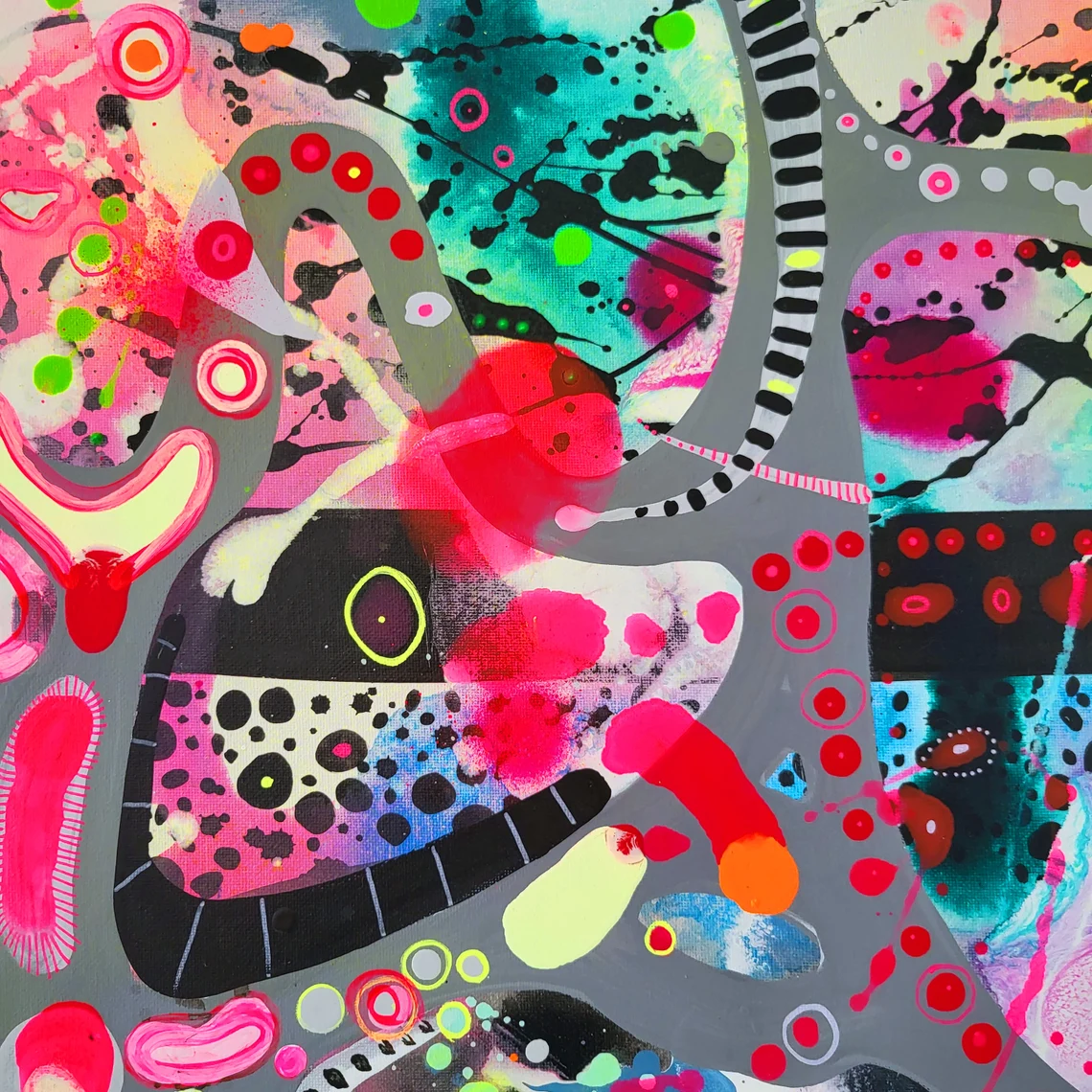 Neon Acrylic Painting on Canvas: Modern Colorful Abstract Art - 画像 (8)