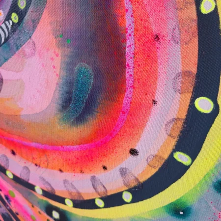 Painting on canvas large colorful original abstract flowers , bright colors, fluo pink, OOAK, Majchrzak - 画像 (8)