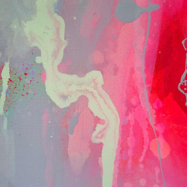 Painting on canvas abstract modern art fluo orange yellow