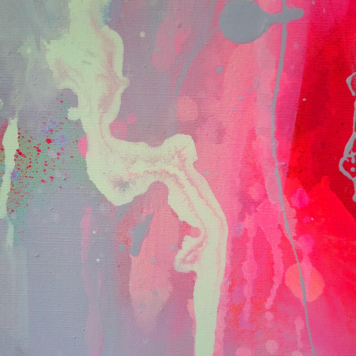 Painting on canvas abstract modern art fluo orange yellow - 画像 (5)