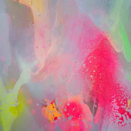 Painting on canvas abstract modern art fluo orange yellow - 画像 (7)