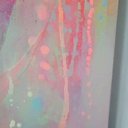 Painting on canvas abstract modern art fluo orange yellow - 画像 (8)