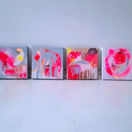 Set of 4 paintings on canvas - 画像 (2)