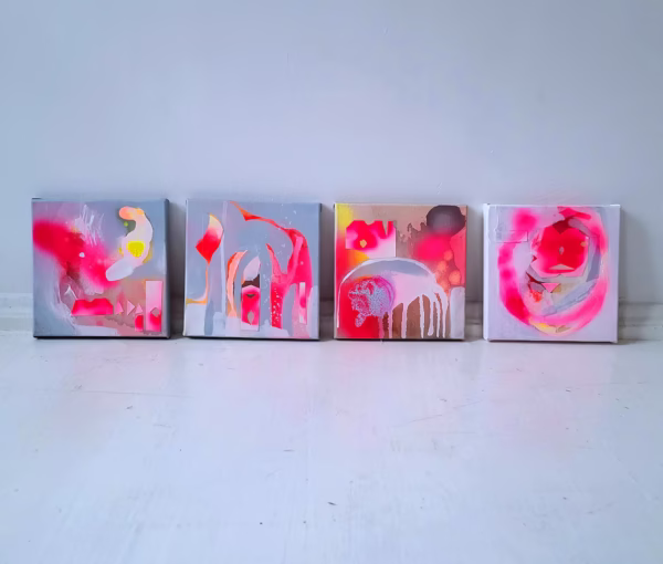 Set of 4 paintings on canvas