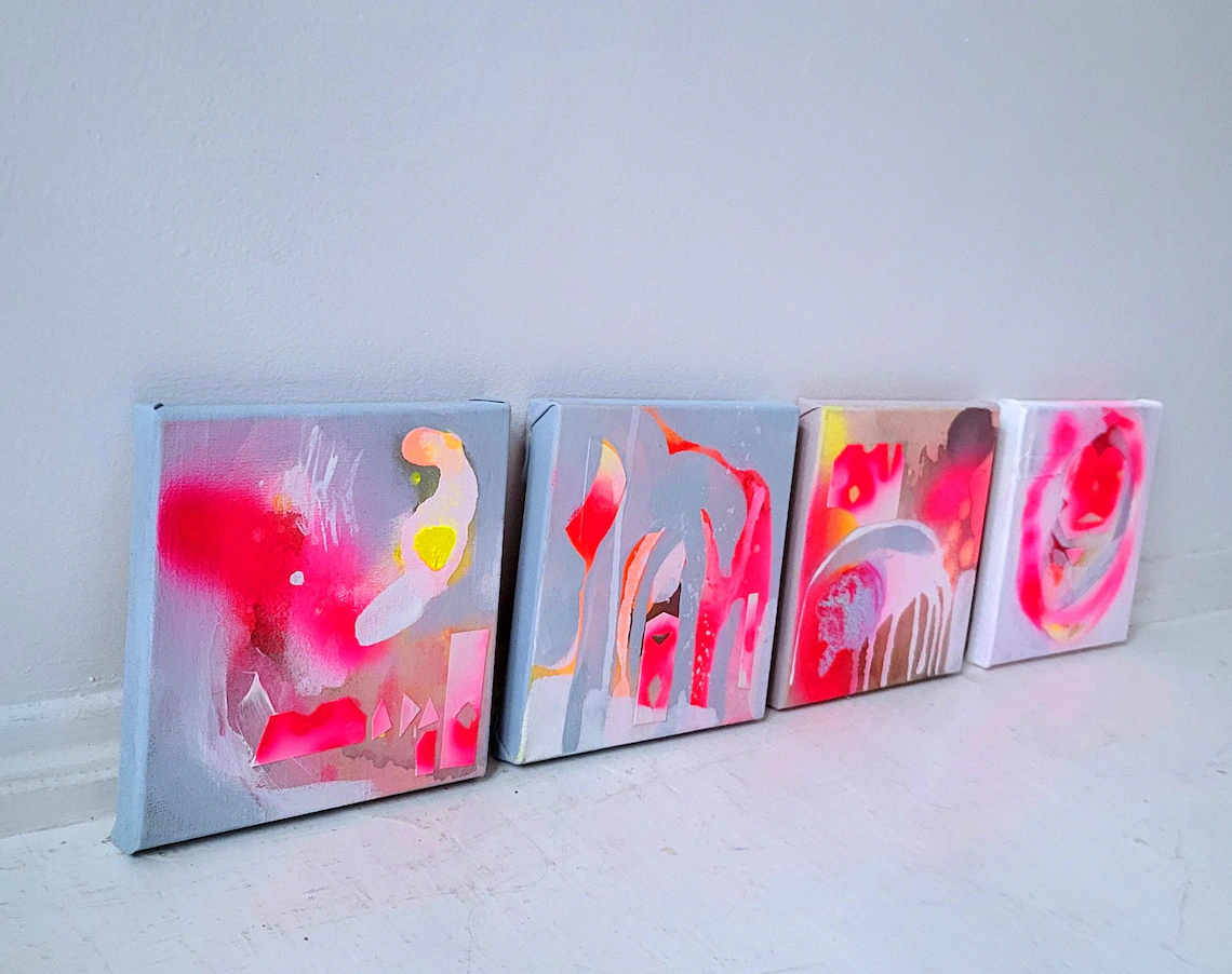 Set of 4 paintings on canvas - 画像 (6)