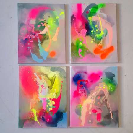 Neon Abstract Canvas Painting Set