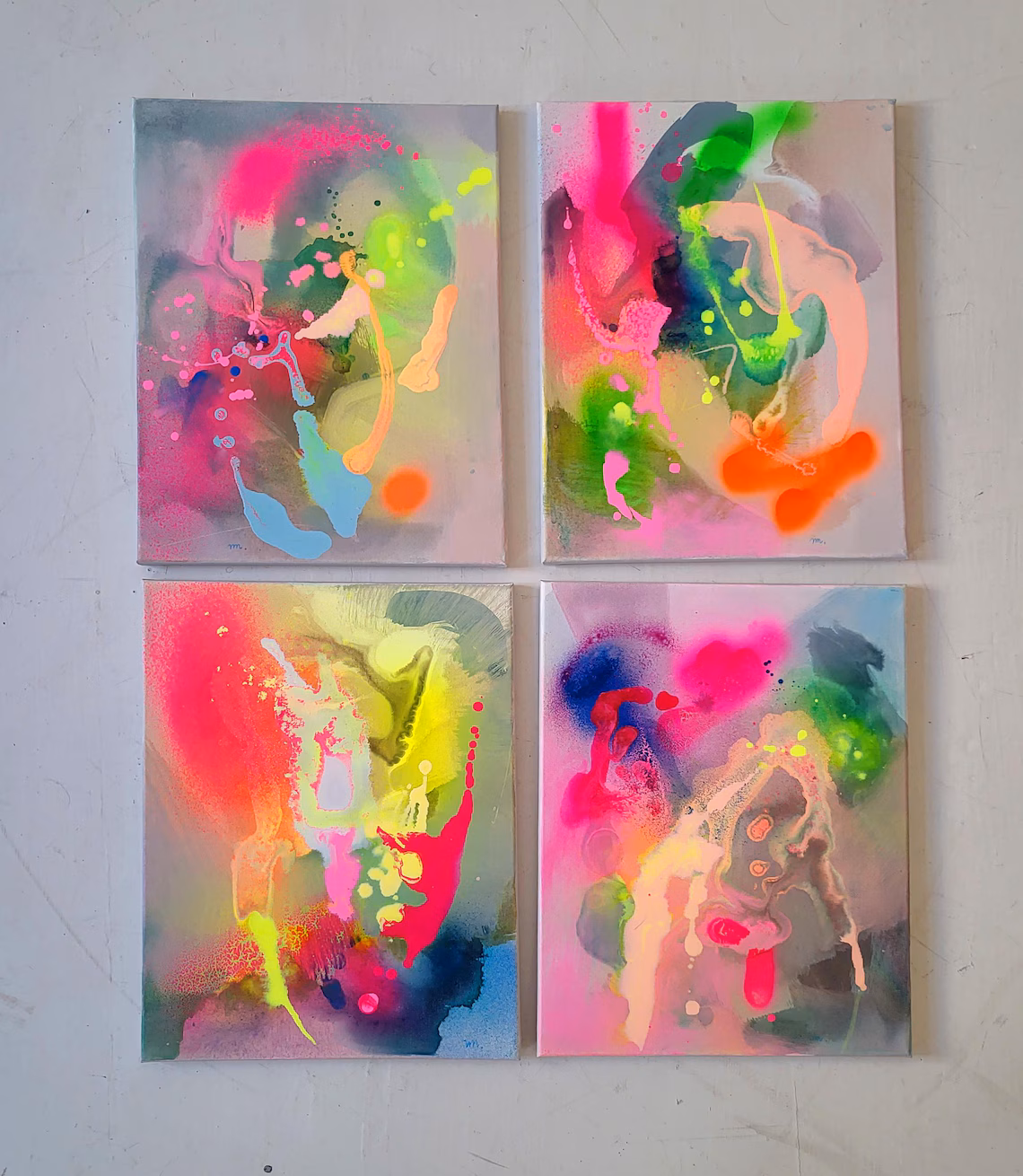 Neon Abstract Canvas Painting Set - 画像 (1)