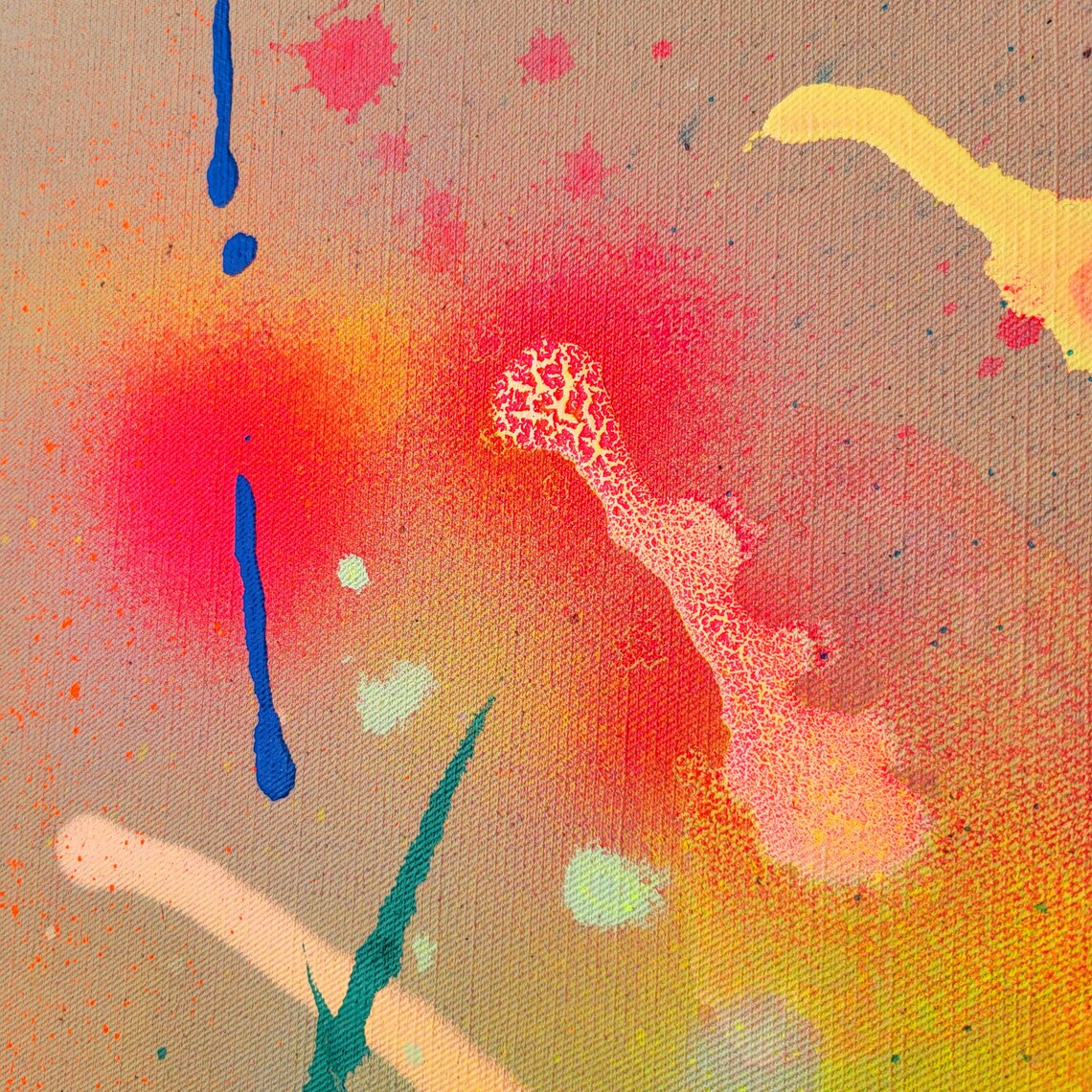 Fluo colors abstract painting on canvas - 画像 (3)