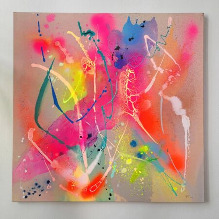 Fluo colors abstract painting on canvas