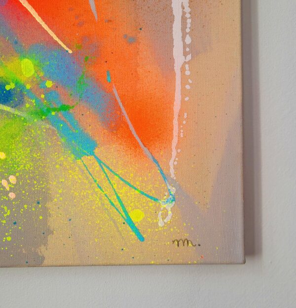 Fluo colors abstract painting on canvas