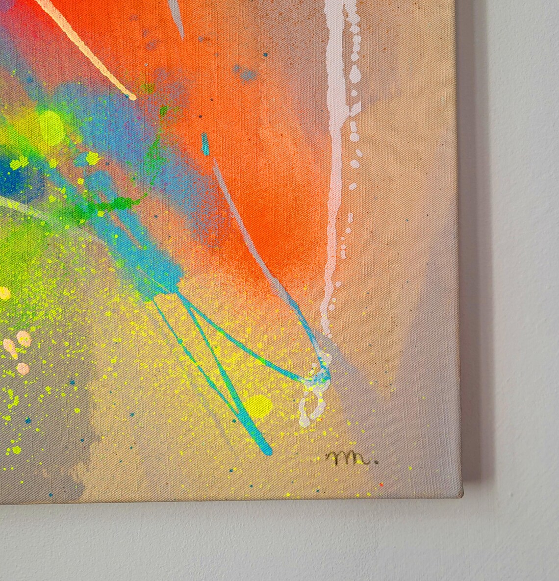 Fluo colors abstract painting on canvas - 画像 (4)
