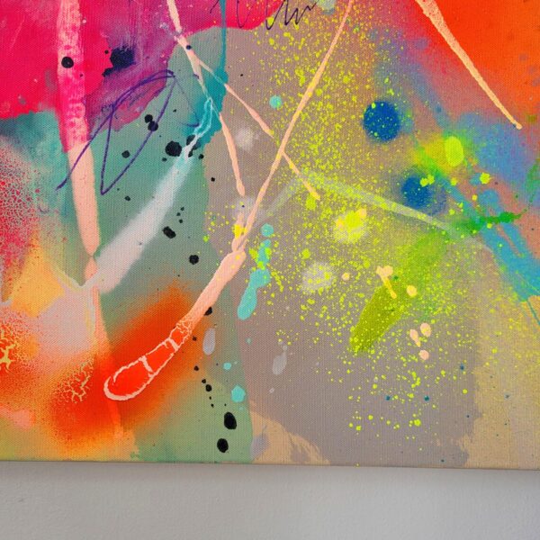 Fluo colors abstract painting on canvas