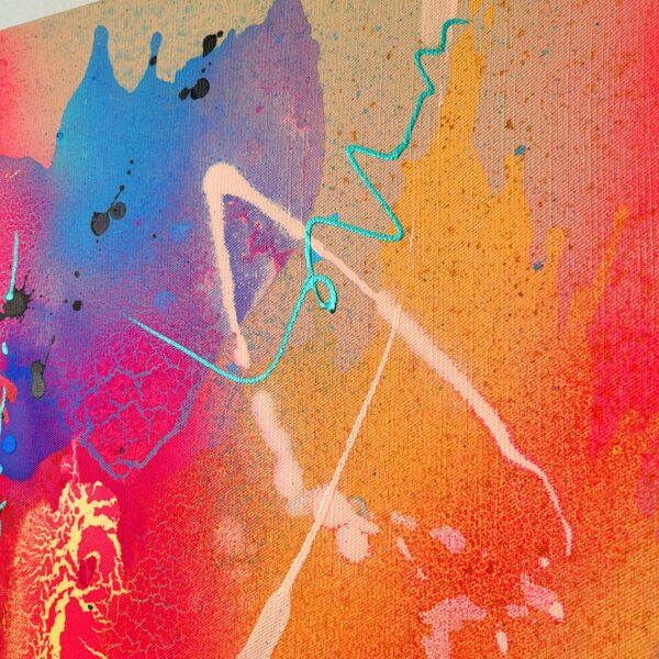 Fluo colors abstract painting on canvas