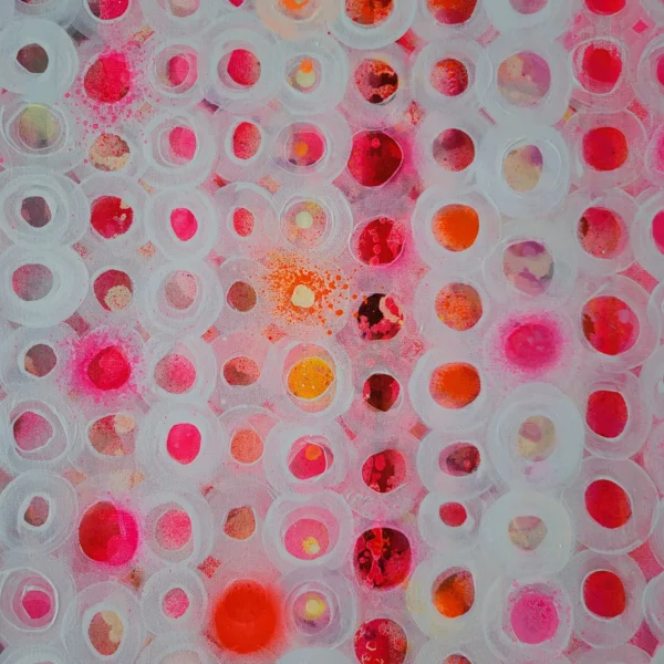 Fluo Pink Abstract Painting: Neon Yellow Orange Canvas Art