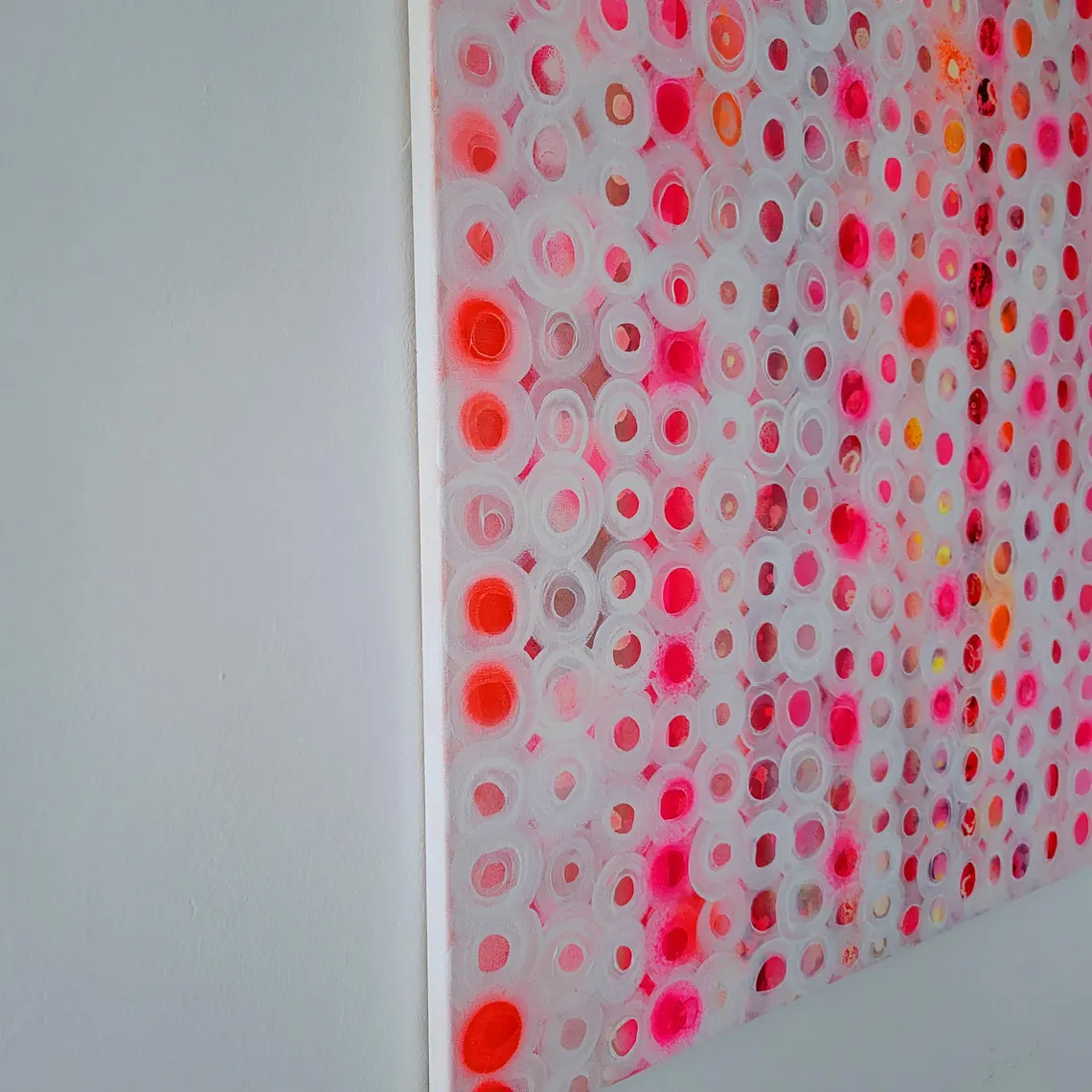 Fluo Pink Abstract Painting: Neon Yellow Orange Canvas Art - 画像 (6)