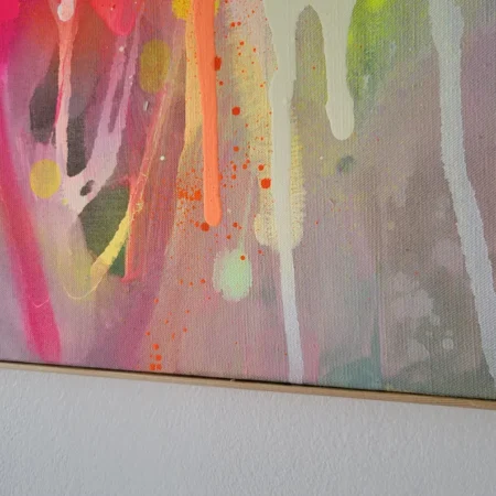 Fluorescent Abstract Painting on Canvas: Framed Modern Art - 画像 (6)
