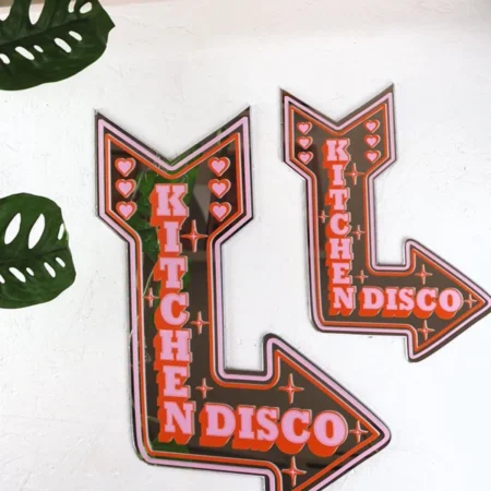 Retro Kitchen Disco Arrow Mirror