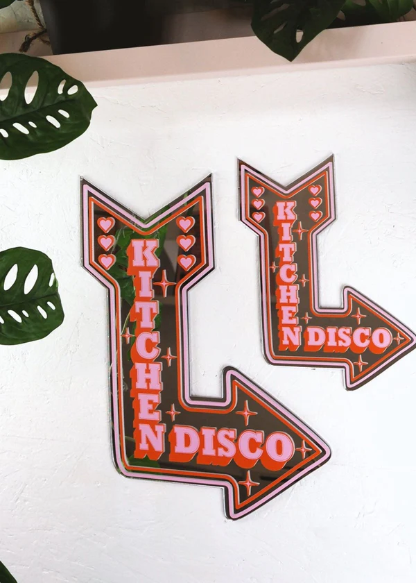 Retro Kitchen Disco Arrow Mirror
