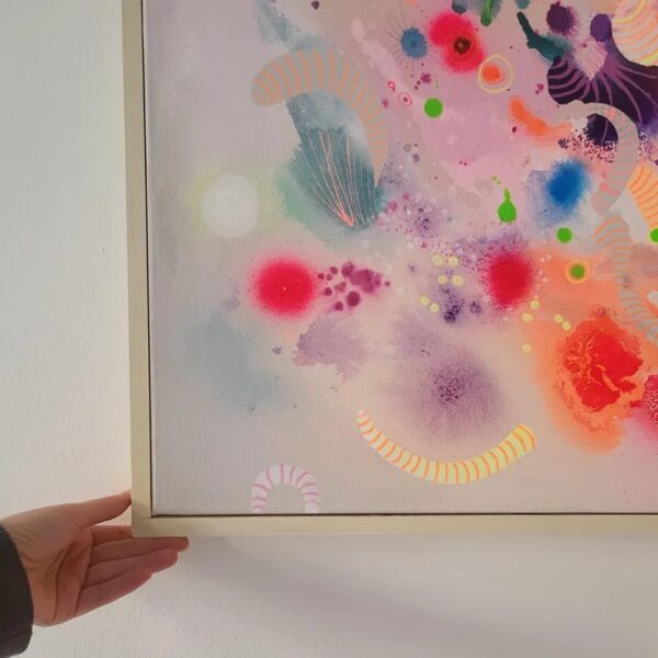 アクリル原画 抽象画 モダン カラフルの角アップイメージ
