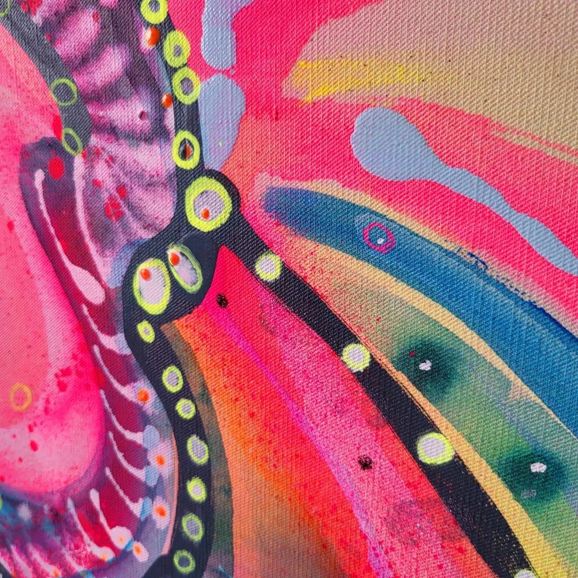 大型アクリル原画 抽象画 花のアップイメージ