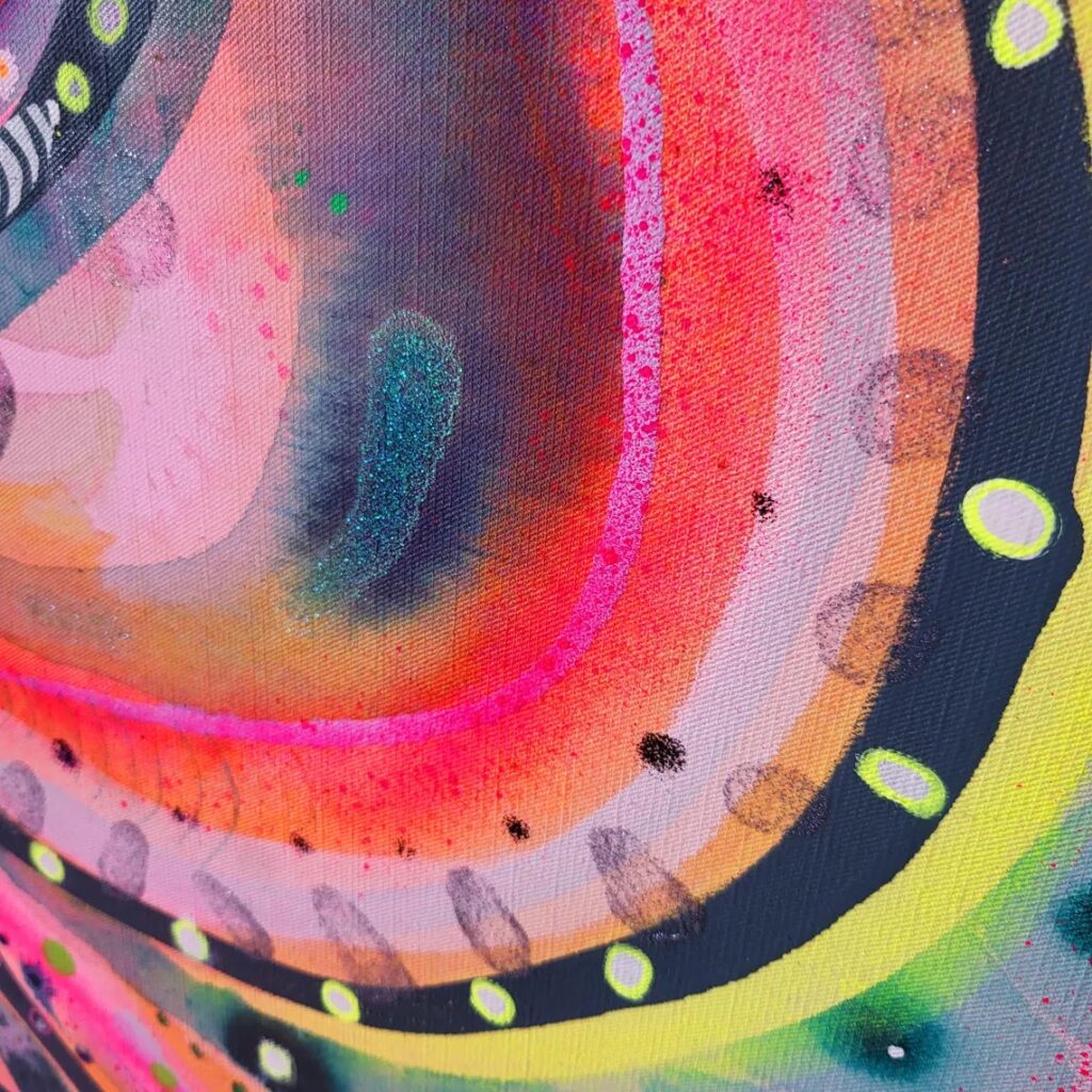 大型アクリル原画 抽象画 花のアップイメージ