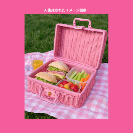 Pink rattan basket set - 画像 (4)