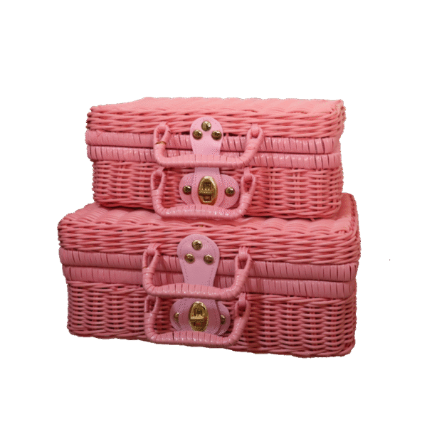 Pink Rattan Basket