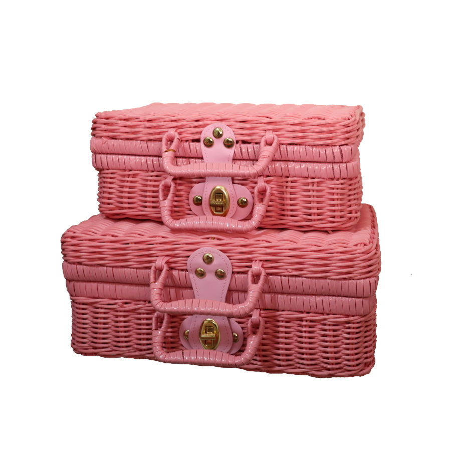 Pink Rattan Basket