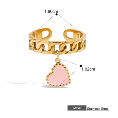 Open ring with pink heart
