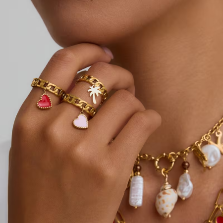 Open ring with pink heart