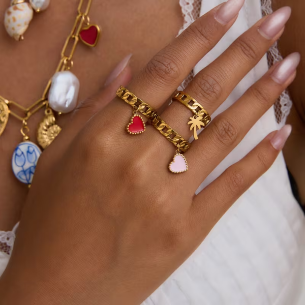 Open ring with pink heart