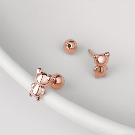 Teddy bear stud earrings