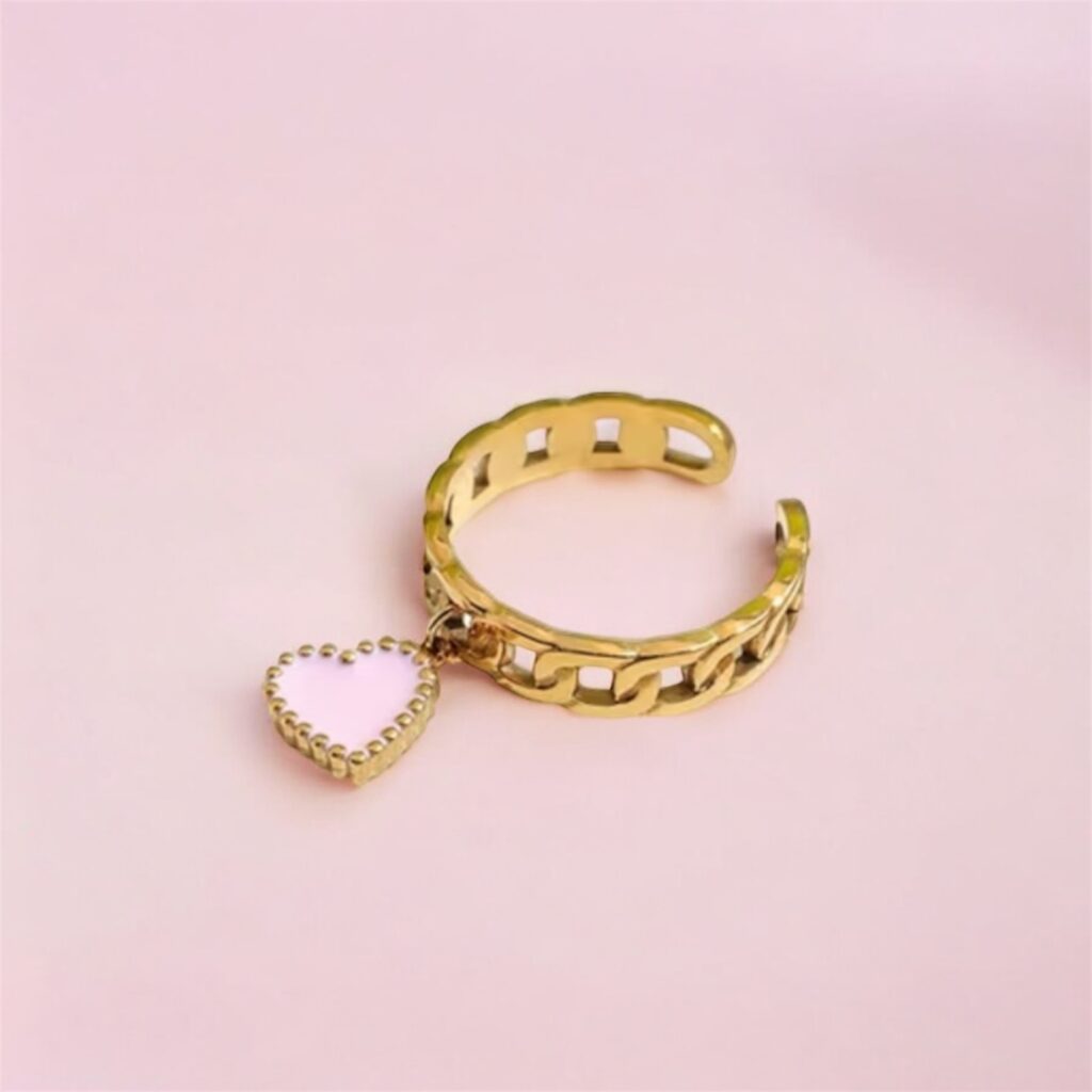 Open ring with pink heart