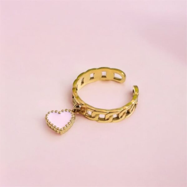 Open ring with pink heart