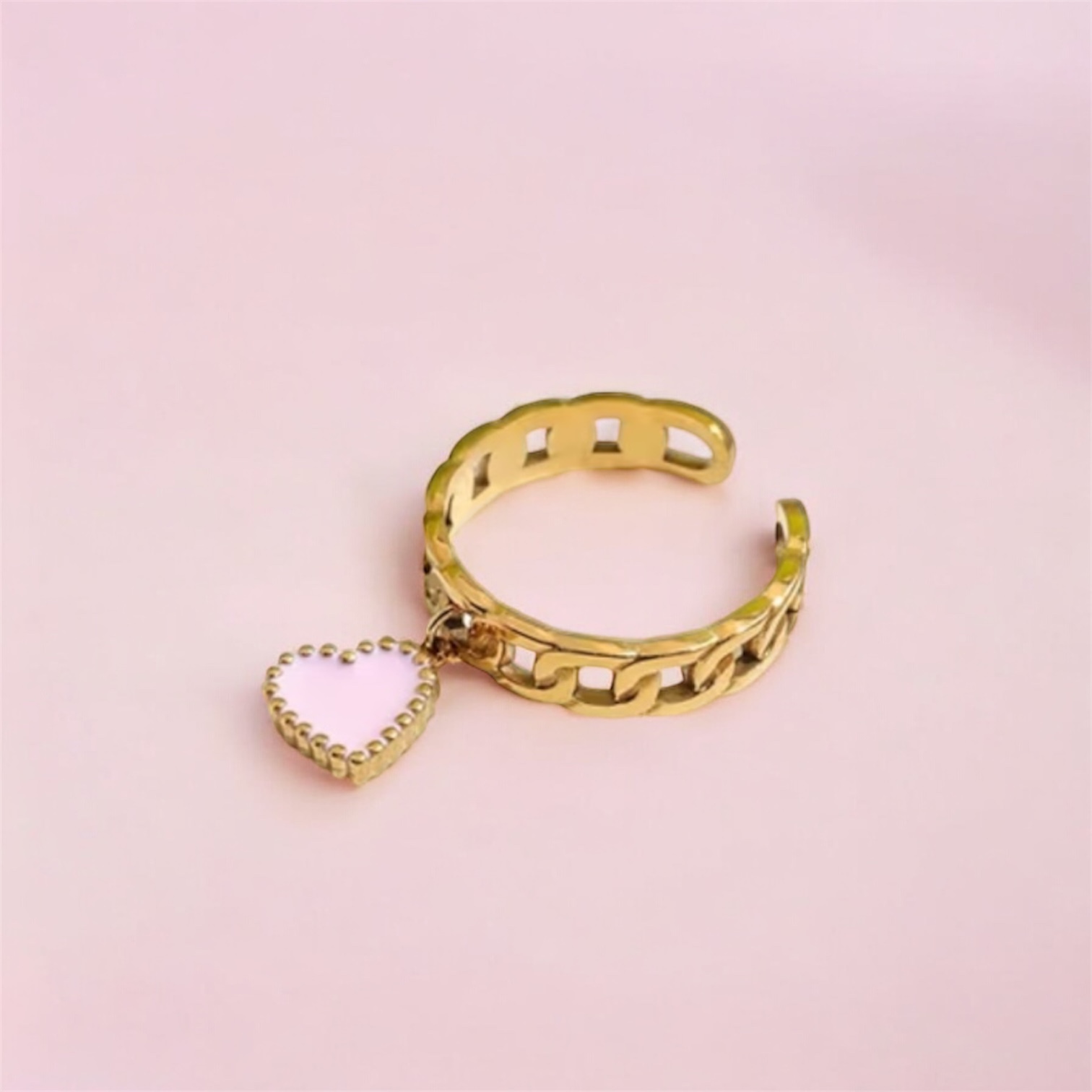 Open ring with pink heart