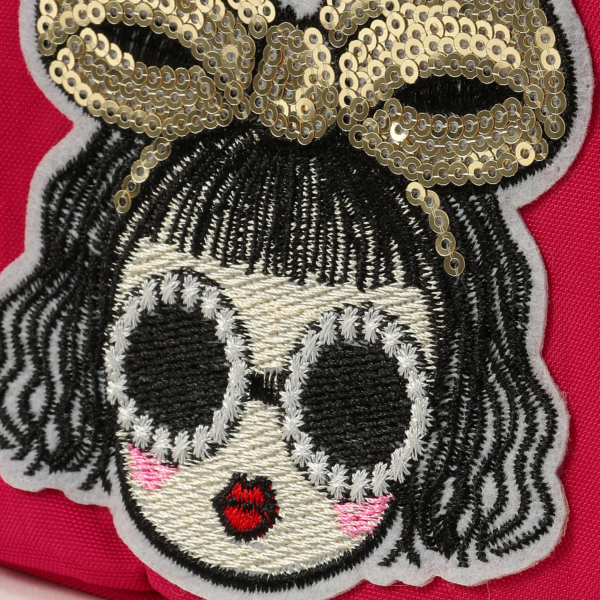 3ファスナーポーチ リボン女の子刺繍