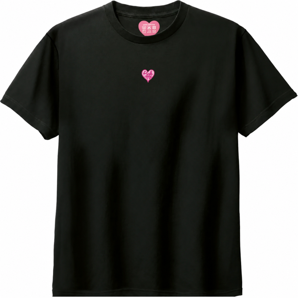 Pink Me ワンポイントTシャツ_センター_ブラック